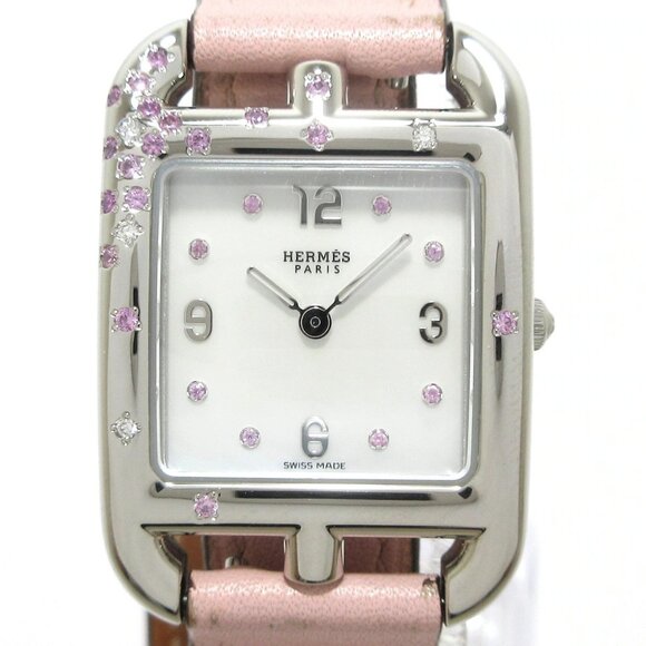 Auth HERMES Cape Cod Double Tour CC1.233 3****** Silver x Pink x Diamond Pink - Picture 1 of 11
